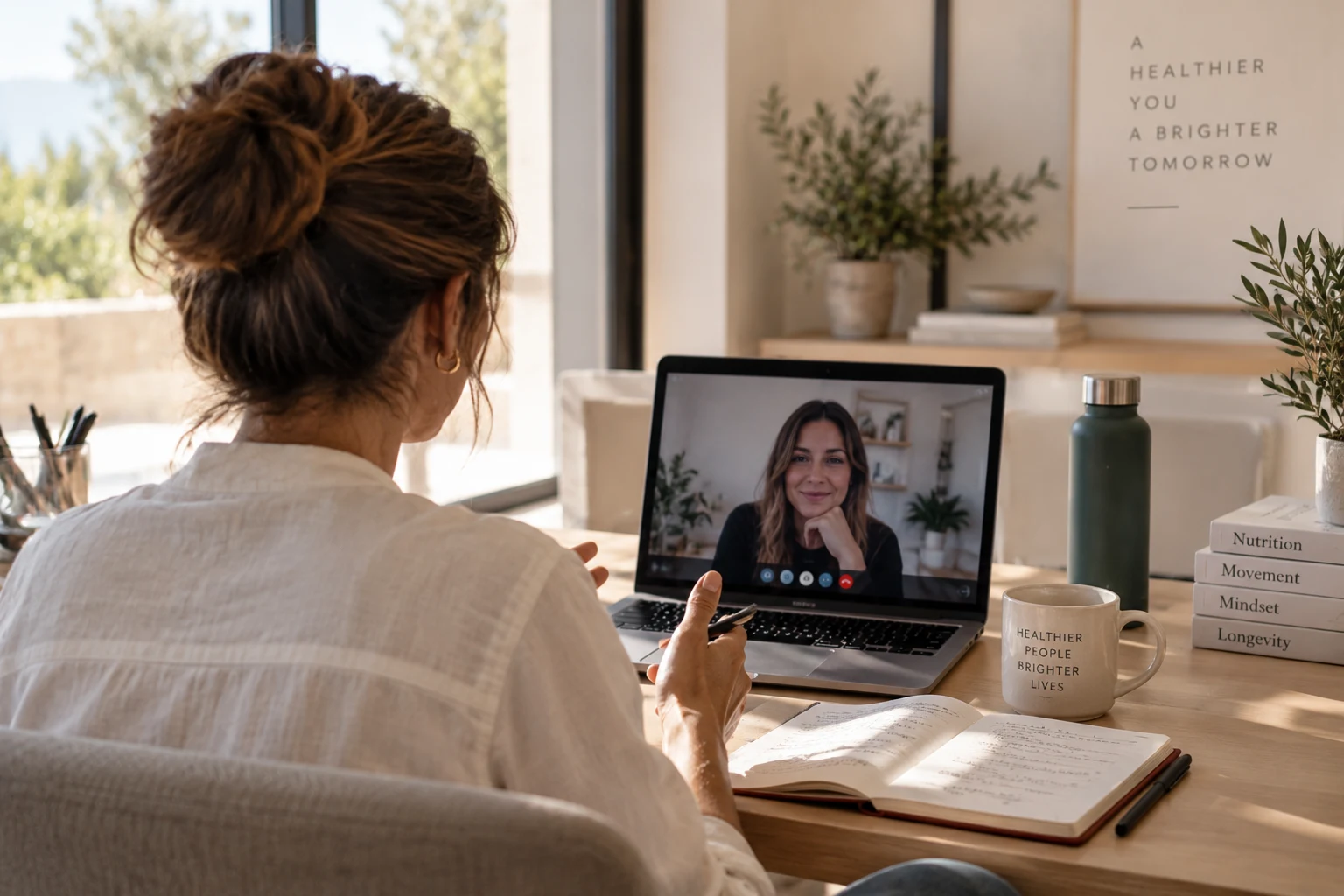 An online consultation with a health coach from home